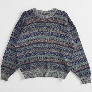 VTG Cambridge Classics L Fair Isle‎ Knit Sweater Fair Isle Grandpa Nordic Cabin